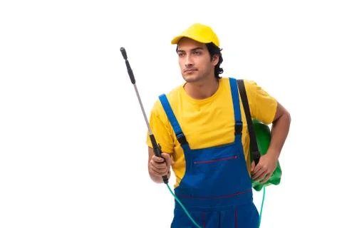 Pest control contractor isolated on white background Stock Photos