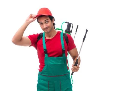 Pest control contractor isolated on white background Stock Photos
