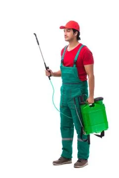 Pest control contractor isolated on white background 库存照片