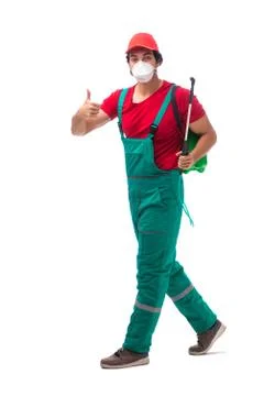 Pest control contractor isolated on white background Stock Photos