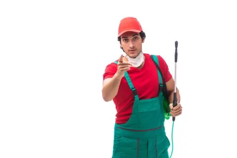Pest control contractor isolated on white background Stock Photos