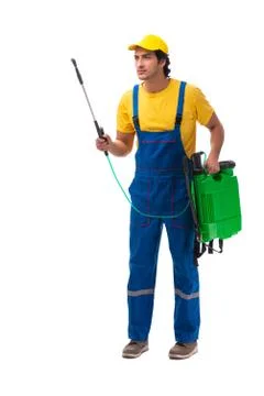 Pest control contractor isolated on white background Stock Photos