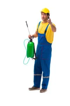 Pest control contractor isolated on white background Stock Photos