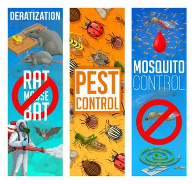 Pest control, disinfestation vector banners set Illustration