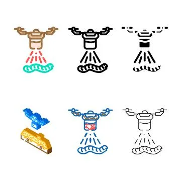 Pest control drone color icon multipack vector イラスト素材