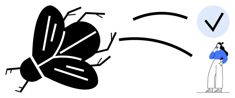 Pest control, eco solutions, decision-making, cleanliness, household manageme Stock Illustration