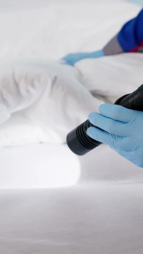 Pest Control Expert Checking Bed Stock Footage 321156889