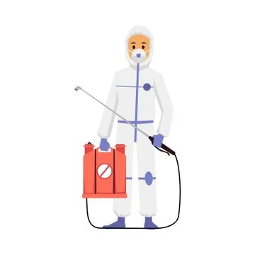 Pest control exterminator of insects in suit flat vector illustration isolated. Stock Illustration