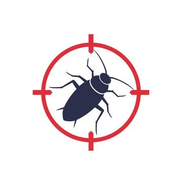 Pest control icon with a roach Stock Illustration