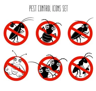 Pest control icons set Stock Illustration