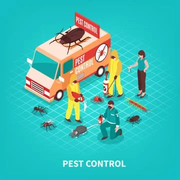 Pest Control Isometric Illustration Stock Illustration