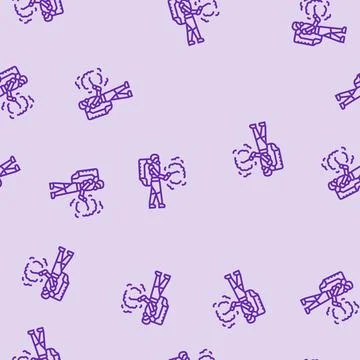 Pest control robot harvests line seamless pattern Illustrazione stock