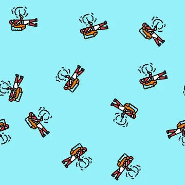 Pest control robot harvests vector seamless pattern Illustrazione stock