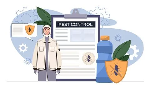 Pest control service concept scene. Vector illustration Stock-Illustration