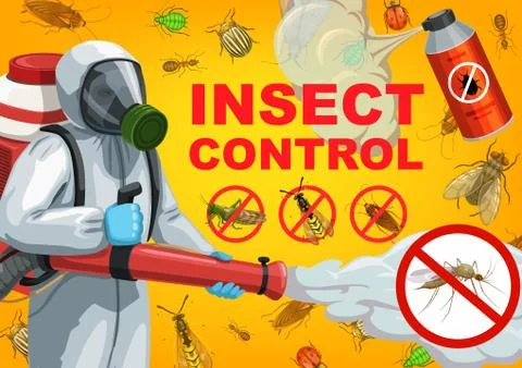 Pest control service exterminator, insects, bugs Stock Illustration