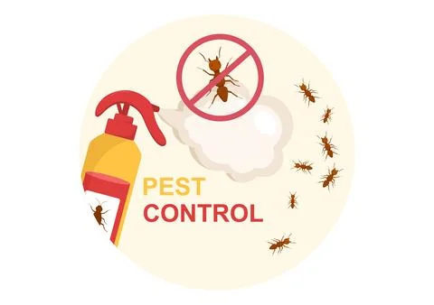 Pest Control Service with Exterminator of Insects, Sprays and House Hygiene D Stock Illustration