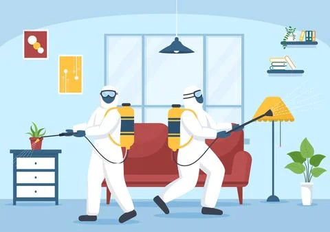 Pest Control Service with Exterminator of Insects, Sprays and House Hygiene D 스톡 일러스트