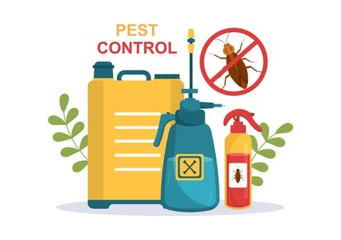 Pest Control Service with Exterminator of Insects, Sprays and House Hygiene D Illustration