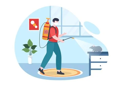 Pest Control Service with Exterminator of Insects, Sprays and House Hygiene D Illustration