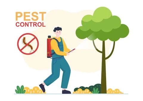 Pest Control Service with Exterminator of Insects, Sprays and House Hygiene D Illustration