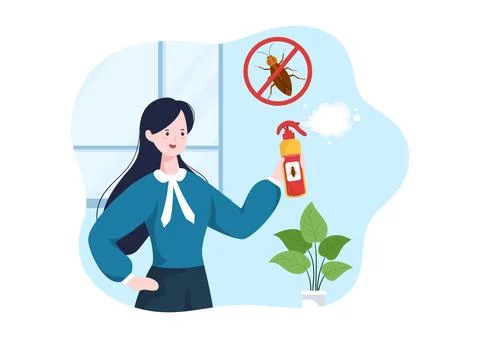 Pest Control Service with Exterminator of Insects, Sprays and House Hygiene D 스톡 일러스트