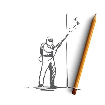 Pest, control, service, insect, toxic concept. Hand drawn isolated vector. Stock Illustration