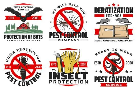 Pest control service isolated vector icons set Illustration