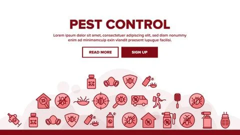 Pest Control Service Landing Header Vector Stock Illustration