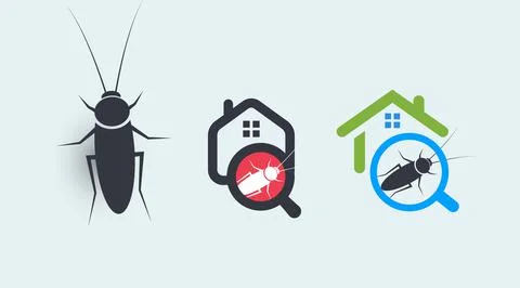 Pest control service logo concept set. House protection from insects symbols Illustration