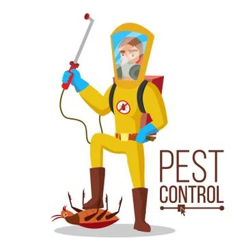 Pest Control Service Vector. Sanitation, Cleaner Washing. Pest Removal Illustration
