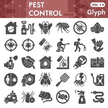 Pest control solid icon set, Anti pest symbols collection or sketches. Insect Stock Illustration
