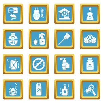 Pest control tools icons set sapphirine square Stock Illustration