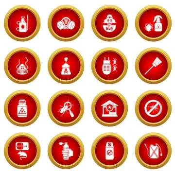 Pest control tools icons set, simple style Stock Illustration
