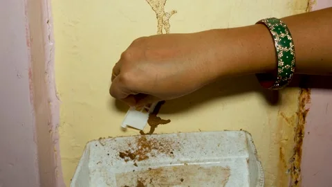 Pest Control Treatment for Termite Infestation on Interior Building Wall Stock Footage 342748726