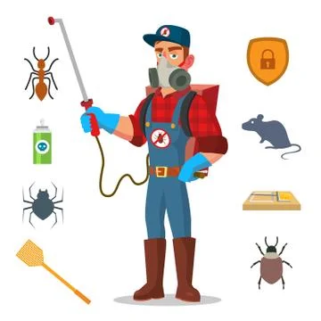 Pest Control Vector. Prevention From Infection, Microbes. Protective Clothes Stock Illustration