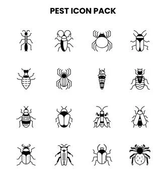 Pest DuoTone Set Icons Pack Stock Illustration