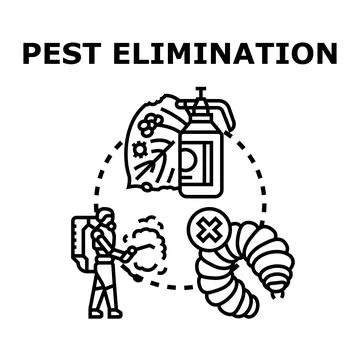 Pest elimination controlling destructive insects protecting plants Stock Illustration