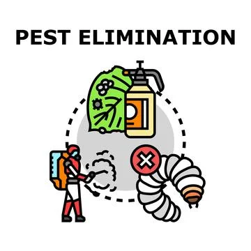 Pest elimination controlling destructive insects protecting plants Stock Illustration
