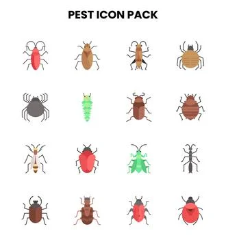 Pest Flat Bundle Icons Pack Stock Illustration