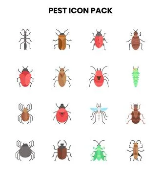 Pest Flat Graphics Icons Pack Stock Illustration