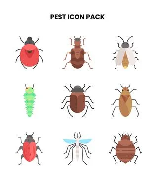 Pest Flat Icons Pack Stock Illustration