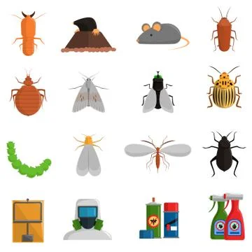 Pest Icons Set Stock Illustration