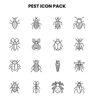 Pest Line Graphics Icons Pack Stock Illustration