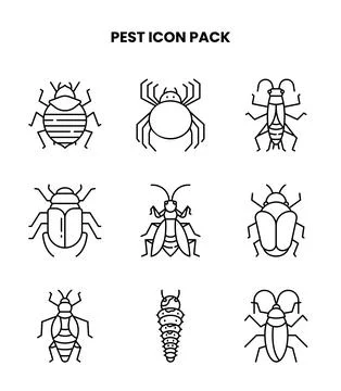 Pest Line Graphics Icons Pack Stock Illustration