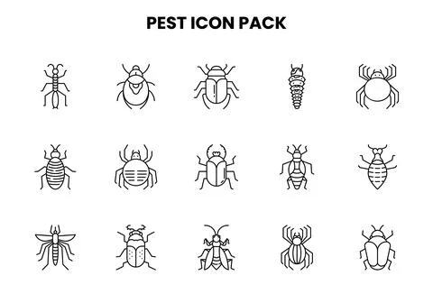 Pest Line Vector Icons Pack Stock Illustration