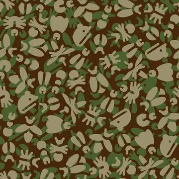 Pest Military pattern seamless. Beetle, fly Army background. Soldier and hu.. Stock Illustration