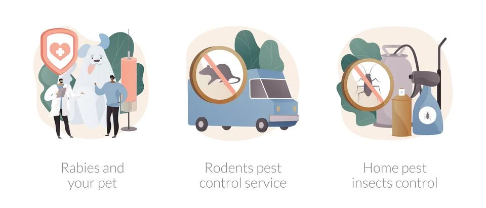 Pest removal abstract concept vector illustrations. Illustrazione stock