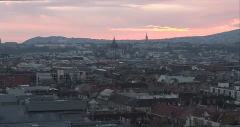 Pest Side of Budapest Downtown Stock Footage 231336798