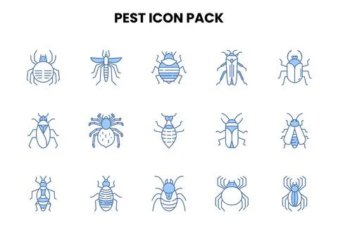 Pest Two Color Blue Set Icons Pack Ilustración de archivo