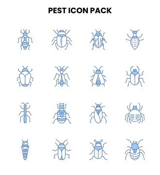 Pest Two Color Blue Vector Icons Pack Ilustración de archivo